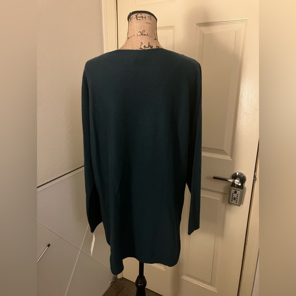 Charter Club Luxury 100% Cashmere tunic Sweater Teal green macy’s XL 12 14 - Picture 5 of 6